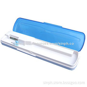 USB Power UV Toothbrush Sterilizer Case with AAA Batteries, LED Flashlight